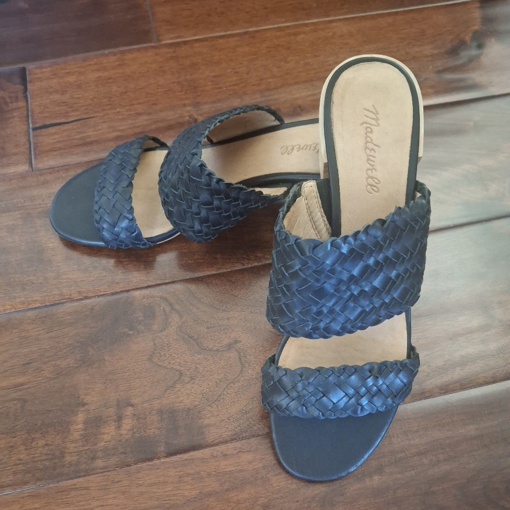 MADEWELL "The Kiera" Mule Sandal in Woven Leather- Black - Size 9 - Picture 8 of 8